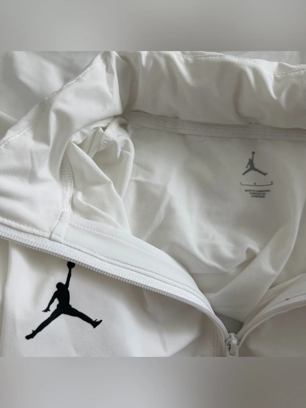 Men’s Jordan Lightweight Coach Short Sleeve Jacket White Size Large